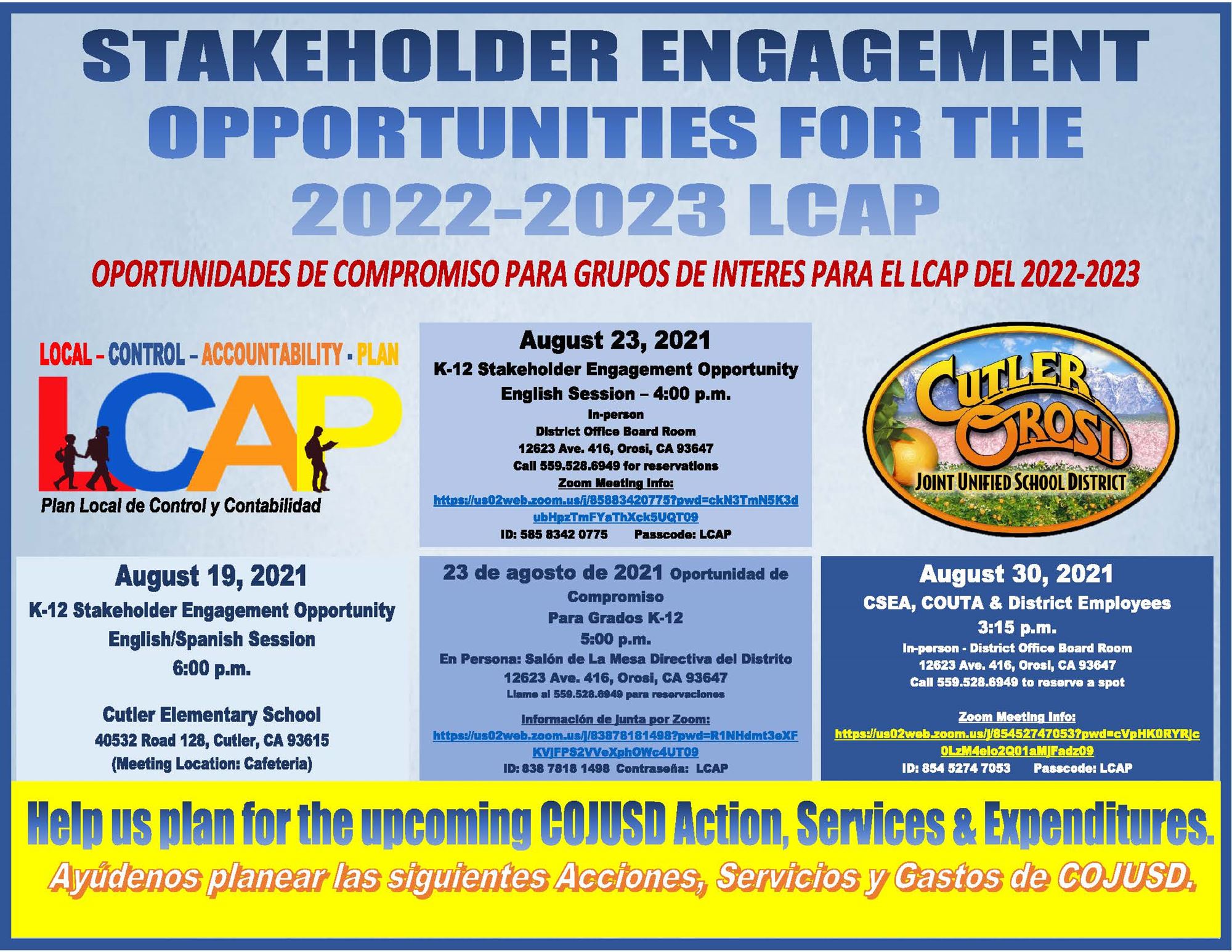 22-23 LCAP Input Session Flyer